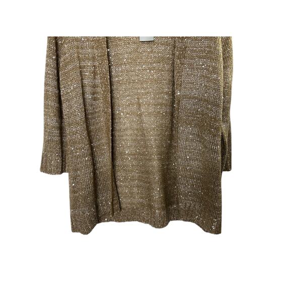 NY Collection Gold Sequin Open Cardigan Sweater Women's Size XL Petite XLP NEW - Picture 3 of 6